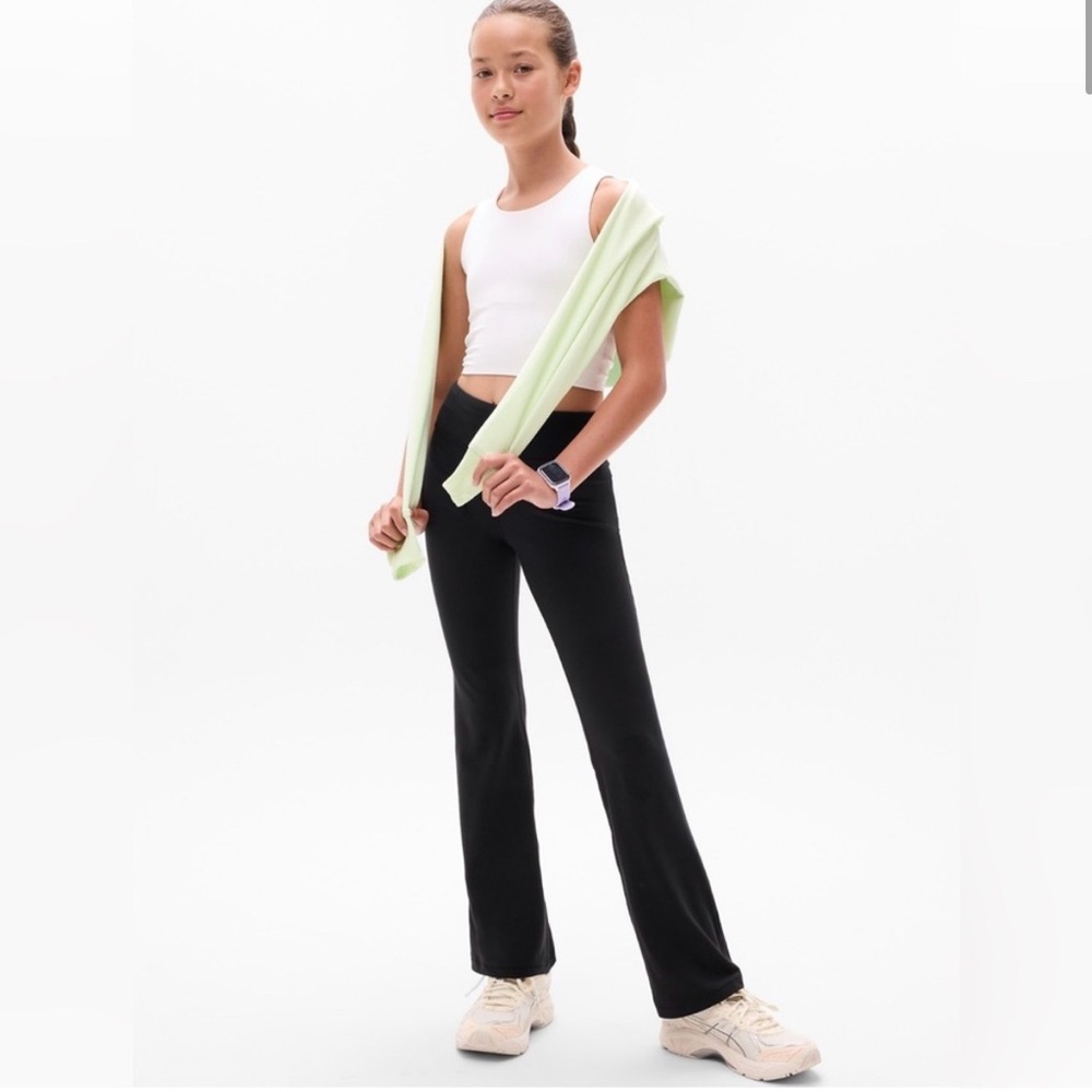 NWT Athleta Girl High Rise Chit Chat Black Flare Pant Size XL/14 Powervita